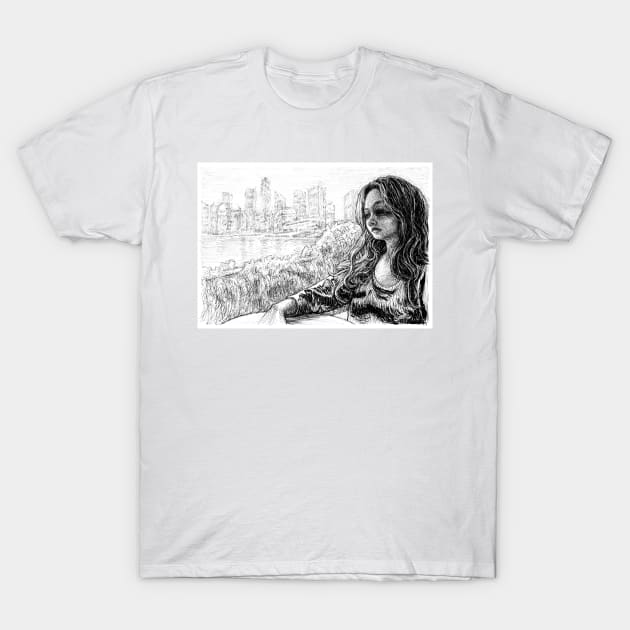 View at The City T-Shirt by Faded Iris